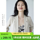 嘉茱莉夏季新款短袖西裝外套女薄款小西裝小個(gè)子通勤上衣休閑西服 米杏色 XS