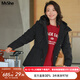 MsShe大碼女裝2025新款冬裝【90白鴨絨】連帽立領(lǐng)工裝羽絨 【工裝羽絨服】黑色現貨 3XL