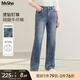 MsShe【重工燙鉆釘珠闊腿牛仔褲】大碼女裝2025秋季胖mm顯瘦褲子 牛仔灰藍(lán)色現(xiàn)貨 4XL