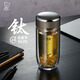 希諾（HEENOOR）雙層玻璃杯鵝蛋茶杯弧形抗菌杯帶濾網鈦杯便攜車載高檔保溫水杯子 1926中閃銀灰【純鈦抗菌】370ml