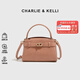 CHARLIE&KELLI CK品牌輕奢包包女包鱷魚(yú)紋凱莉包女款手提斜挎包情人節生日禮物 淺紅色【京倉配送 贈品牌禮袋】