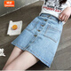 婍妡牛仔背帶褲女夏季2025年新款韓版寬松小個(gè)子高腰顯瘦闊腿連體長(cháng)褲 762淺藍 XS