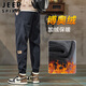 JEEP SPIRIT吉普褲子男款休閑褲男士秋冬季加絨加厚保暖束腳燈芯絨運動(dòng)衛褲