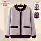 俞兆林中老年人媽媽冬季針織加絨加厚奶奶裝冬裝外套加絨老人老太太毛衣 紫色升級款 2XL 建議105-120斤