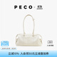 PECO小丑保齡球包植鞣皮油蠟長(cháng)柄法棍腋下手提通勤單肩波士頓女包禮物 中號糖霜白頭層半樹(shù)膏小?，F貨