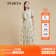 PORTS寶姿商場(chǎng)同款2022春夏新款女裝“絢爛夏花”印花連衣長(cháng)裙 亞麻淺金印花 M (6)