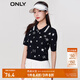 ONLY秋季學(xué)院風(fēng)滿(mǎn)印POLO領(lǐng)短款短袖針織衫女|123224032 E39 夜空NIGHT SKY XS (155) 76A