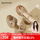 達芙妮（DAPHNE）涼鞋女外穿2024夏季新款仙女風(fēng)露趾百搭厚底女鞋一字帶軟底沙灘鞋 杏色 跟高5.5cm 37 (235mm) 標準碼