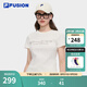 FILA FUSION斐樂(lè )潮牌女子針織短袖衫2025夏季新款時(shí)尚修身短袖T恤 云白色-WT M 165/84A/M