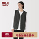 無印良品（MUJI）男式 抓絨 背心男士男款馬甲坎肩馬夾25年秋季男裝 AB1PHA5A 炭灰色 L (175/100A)