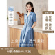 茵曼（INMAN）時(shí)尚復(fù)古連衣裙女夏季翻領(lǐng)寬松A字燈籠袖長(zhǎng)裙 牛仔藍(lán)-新 M