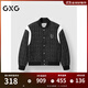 GXG男裝* 小香風(fēng)棒球領(lǐng)肩部撞色拼接休閑夾克外套 秋冬新品 黑色 2XL