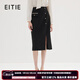 愛特愛（EITIE）優(yōu)雅通勤顯瘦包臀開叉小香風(fēng)粗花呢半身裙秋季新款C2306214 黑色20 L 165