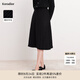 珂萊蒂爾秋季優(yōu)雅氣質(zhì)細(xì)支羊毛A字裙半身裙女 黑色 L
