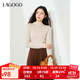 LAGOGO半高領(lǐng)氣質(zhì)一體絨針織衫女拉谷谷2024年冬新款彈力修身毛衣 米色 M