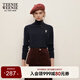 Teenie Weenie小熊女裝春季簡(jiǎn)約時(shí)尚休閑雙層高領(lǐng)針織毛衣打底衫