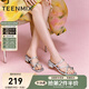 天美意涼鞋女粗跟交叉條帶時尚百搭外穿拖鞋夏款KT041BT4 銀色 39