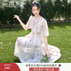 香影紫色碎花連衣裙女2025夏季新款法式泡泡袖仙氣高腰雪紡仙女裙 紫色 M