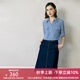 顏域（YANYEE）針織衫女士POLO衫夏2024新款休閑百搭上衣夏季打底條紋衫 藍條 S