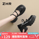 ZHR單鞋女校園風(fēng)舒適粗跟JK小皮鞋女搭扣瑪麗珍女鞋 AB08 黑色 37 