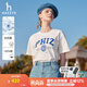 哈吉斯（HAZZYS）女裝 夏季女士【PHIZ系列】印花寬松短款圓領T恤女 米黃色OW M (160/84A 38)