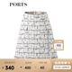 PORTS寶姿女裝裙子時尚l(wèi)ogo格紋粗花呢半裙SM8S003MFQ054 米白色混色 M (6)