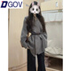 DGOV感收腰氣質(zhì)針織毛衣外套女2025新款秋冬色中長(cháng)款外搭開(kāi)衫女厚 灰色【下單送腰帶-秋冬厚款】 S 建議80-90斤