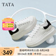 他她（TATA）小白鞋2025夏季新款奶油泡泡厚底女鞋增高松糕鞋板鞋 白/黑 38