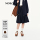 MO&Co.半身裙2025秋新品含絲塔夫綢側拉鏈A字裙學(xué)院風(fēng)MBE3SKTT10 藍黑色 M