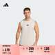 adidas透濕透汽耐磨力量訓練運動健身無袖背心男裝夏季阿迪達斯   奇跡礬土棕/黑色   M