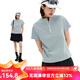 雲上生活【輕活力】萊賽爾棉半門(mén)襟撞色短袖女T恤2025夏T0465 靜藍色 L （建議115-130斤左右）