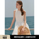 ELLE法式蕾絲無(wú)袖連衣裙女2025夏季新款波嬉風(fēng)度假氣質(zhì)背心長(cháng)裙 白色 M