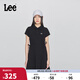 Lee25新品修身版翻領(lǐng)黑色女短袖polo連衣裙顯瘦休閑LWT009861205