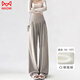 貓人（MiiOW）孕婦褲子秋外穿2025休閑糯米褲秋冬不勒肚闊腿打底褲燕麥色加絨XL