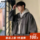 viishow黑色牛仔外套男秋季復古翻領(lǐng)工裝夾克ins潮牌潮牌休閑上衣 灰色 2XL