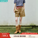 茵曼（INMAN）設(shè)計感高腰A擺休閑短褲2025夏季女裝新款橡筋松緊腰遮胯直筒褲 卡其色 -18332099H L