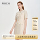 PRICH【金銀絲】法式復(fù)古小香風(fēng)收腰連衣裙夏季新款顯瘦裙子女 64乳白色 S 160