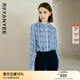 顏域（YANYEE）氣質(zhì)通勤藍色碎花立領(lǐng)襯衫女士長(cháng)袖2024新款秋裝法式雪紡上衣 藍花 M