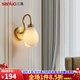 三洛（SANLUO）美式全銅壁燈臥室床頭燈中古風(fēng)客廳背景墻燈走廊過(guò)道壁掛燈M2208 單頭+含LED三色燈泡