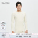 Calvin Klein內(nèi)衣【七夕禮物】秋冬男士休閑簡約圓領(lǐng)家居打底保暖內(nèi)衣NM2342 101-上衣-象牙白 M