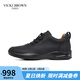 VICKI BROWN【VB男鞋】法國(guó)品牌新款商務(wù)休閑鞋簡(jiǎn)約百搭皮鞋舒適輕盈鞋子男 黑色 41