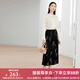 顏域黑色印花半身裙女2024新款夏裝復(fù)古垂墜感半裙中長款高腰裙子 黑花 L