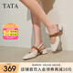 他她（TATA）法式氣質(zhì)粗跟涼鞋女鞋包頭淺口單鞋2025夏季新款 米白/棕 36