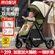 ANGI BABY嬰兒車高景觀嬰兒推車可坐可躺輕便折疊雙向推行寶寶推車遛娃神器 綠野仙蹤【可坐可躺+四輪避震】 嬰兒車可坐可躺一鍵收車四輪減震