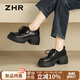 ZHR樂福鞋女日系jk單鞋子女舒適厚底系帶粗高跟女鞋 AY157 黑色 39 