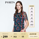 PORTS寶姿 新品商場(chǎng)同款女裝 夏季新品紅花藍屋荷葉邊領(lǐng)上衣 丈青印花 S (4)