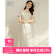 晚白【新品】亞麻短袖連衣裙2025夏款洋氣寬松微胖mm收腰裙子 淺灰色 L