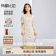 尚都比拉法式連衣裙女夏季方領(lǐng)堆堆袖情人節(jié)禮物浪漫波點抽褶開叉A字裙
