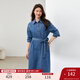 纖莉秀【時(shí)髦氣質(zhì)收腰顯瘦知性連衣裙】大碼女裝胖mm2025秋裝新款3441 牛仔藍 2XL