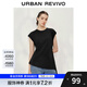 UR七夕2025夏季新款女裝時髦設計感休閑側(cè)腰綁帶短袖T恤UWM450119 黑色 L